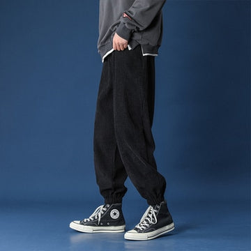 Aidase   Man Casual Tie Leg Straight Pants Woman Corduroy Solid Color Oversize Trousers Man Warm Korean Streetwear Pants 6 Color aidase-shop